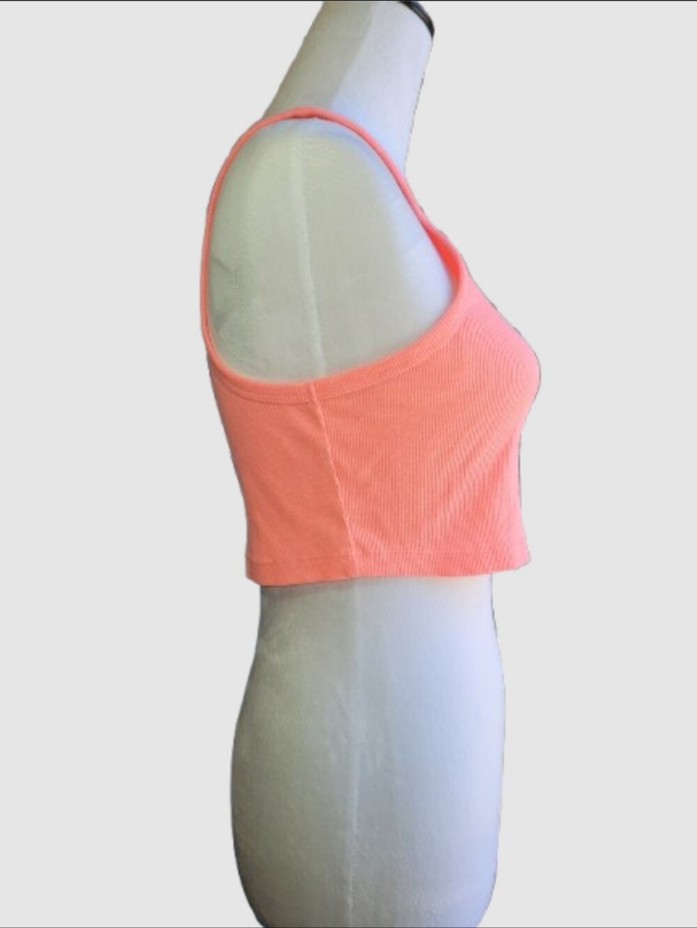 Set of 2 Wild Fable Rib Knit Cropped Racerback Tank Tops White and Salmon Large - Picture 4 of 14